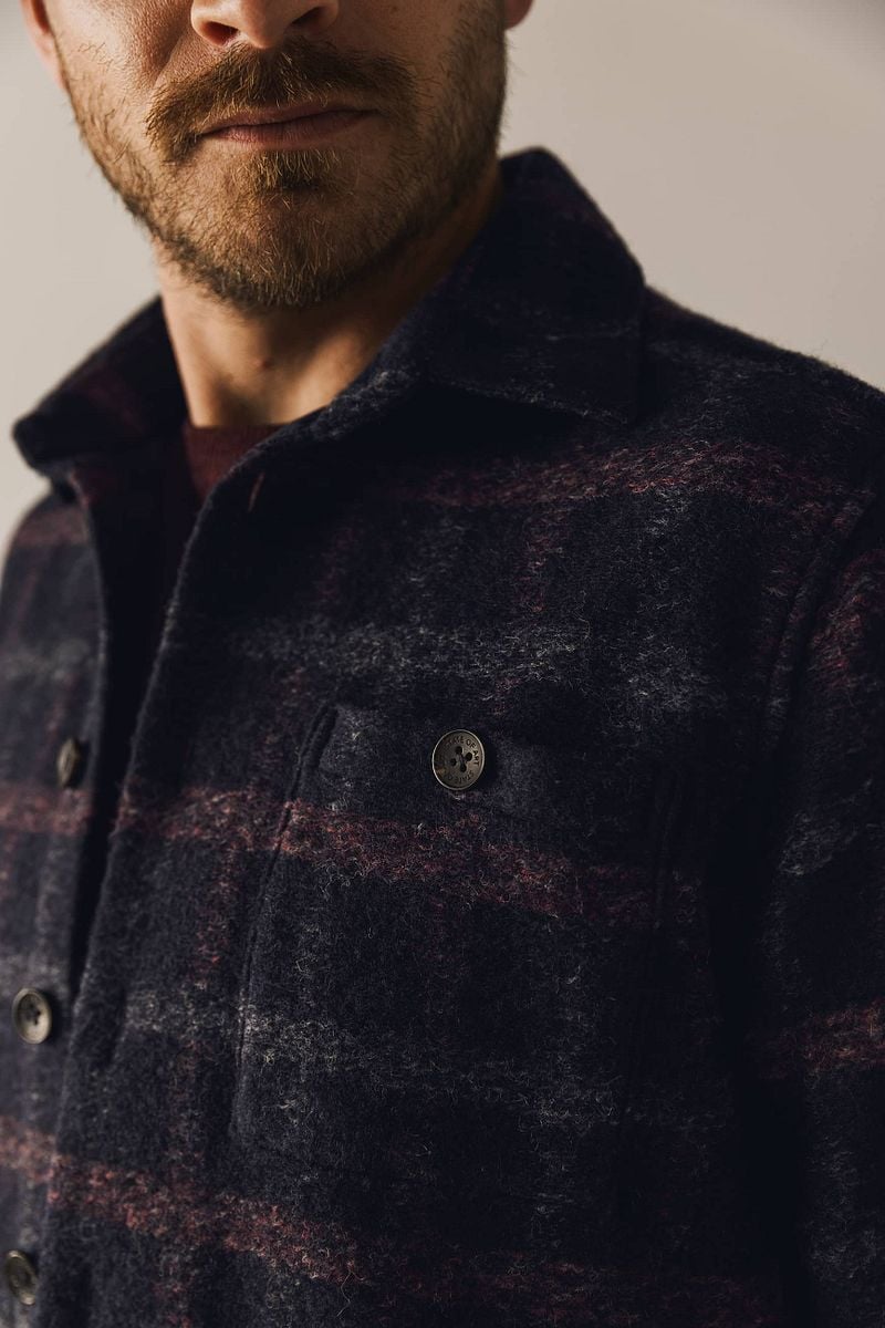 State of Art Overshirt Wolblend Ruit Navy