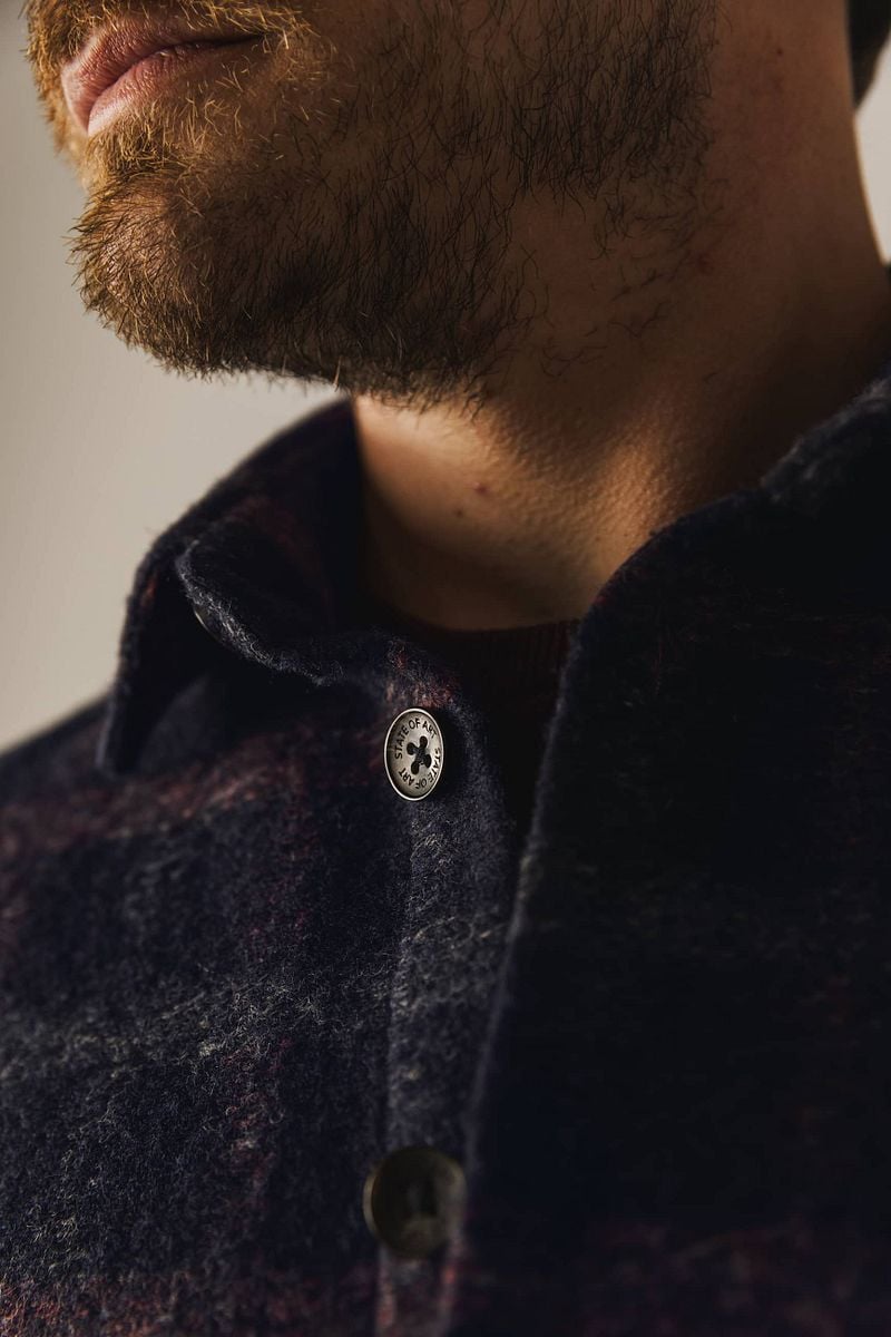 State of Art Overshirt Wolblend Ruit Navy