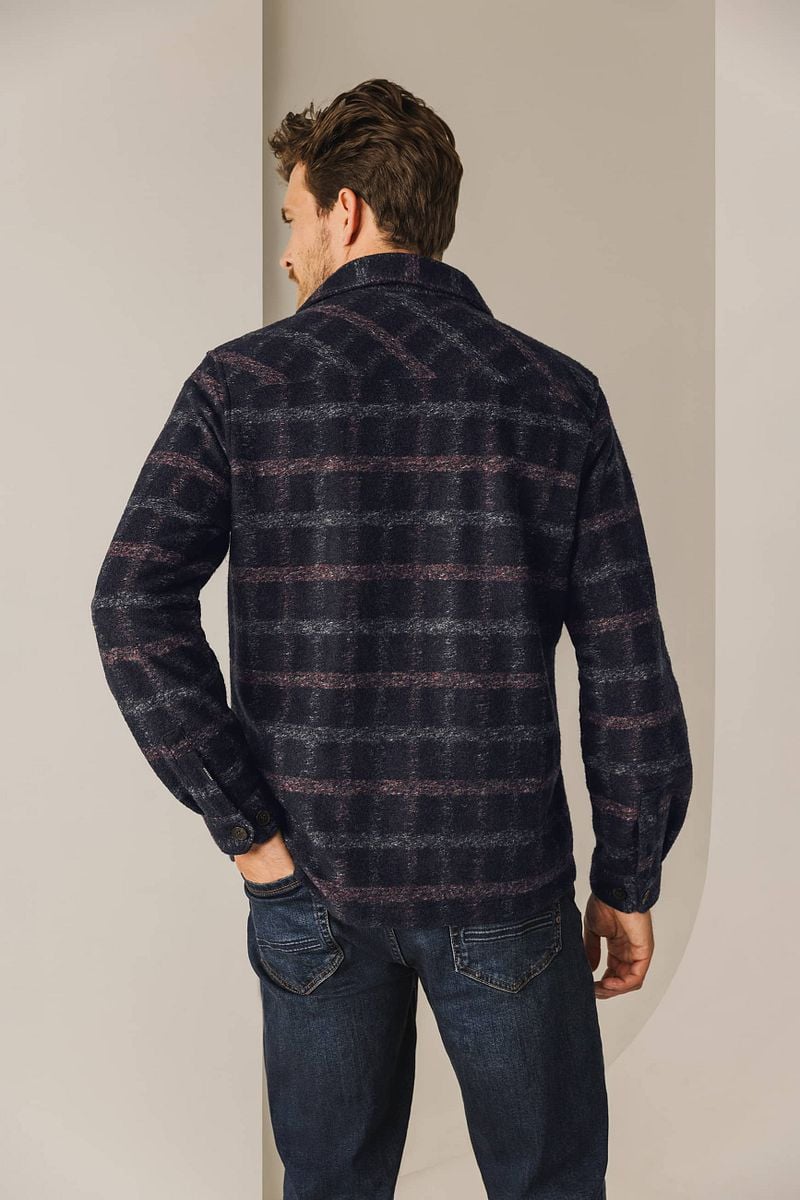 State of Art Overshirt Wolblend Ruit Navy