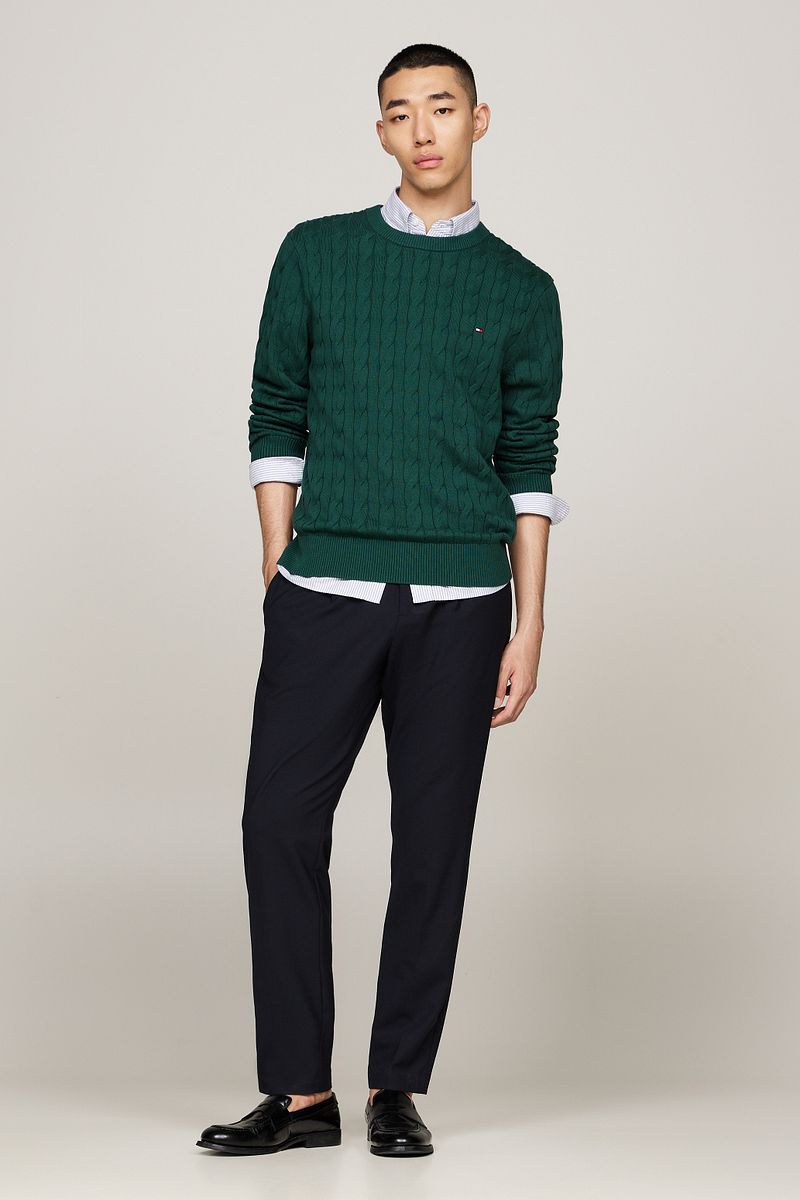 Tommy Hilfiger Pullover Cable Donkergroen