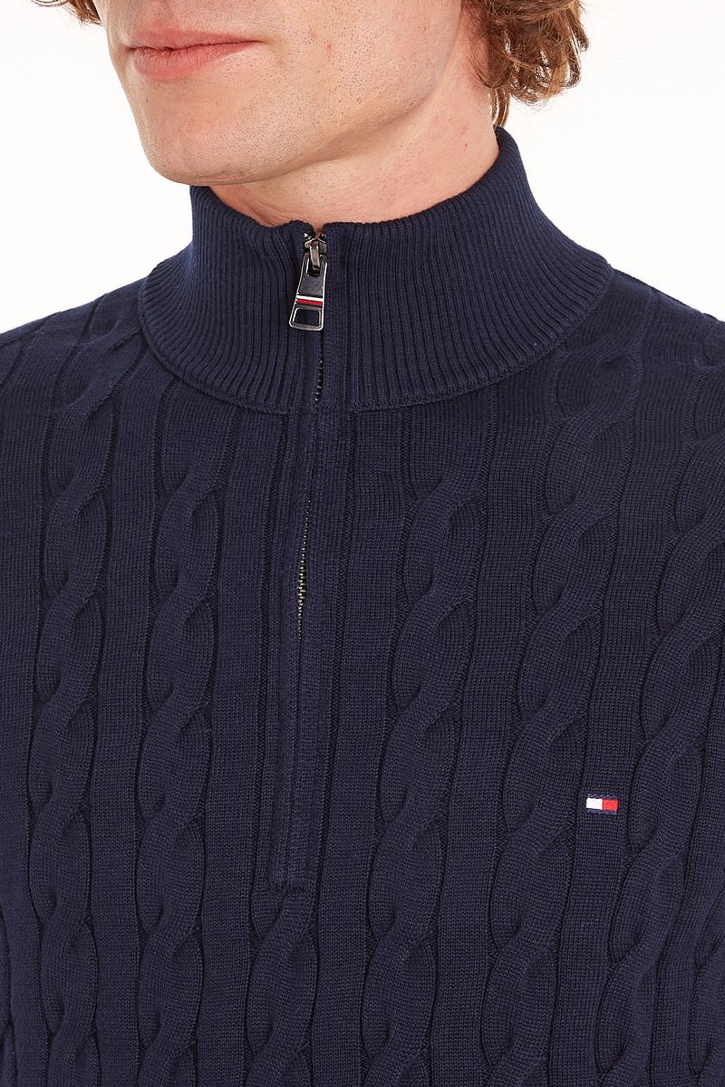 Tommy Hilfiger Half Zip Pullover Cable Navy