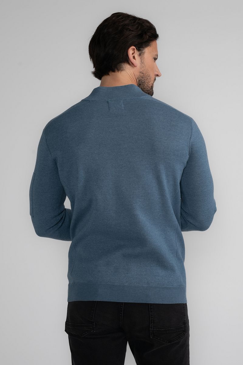 Petrol Half Zip Trui Melange Blauw