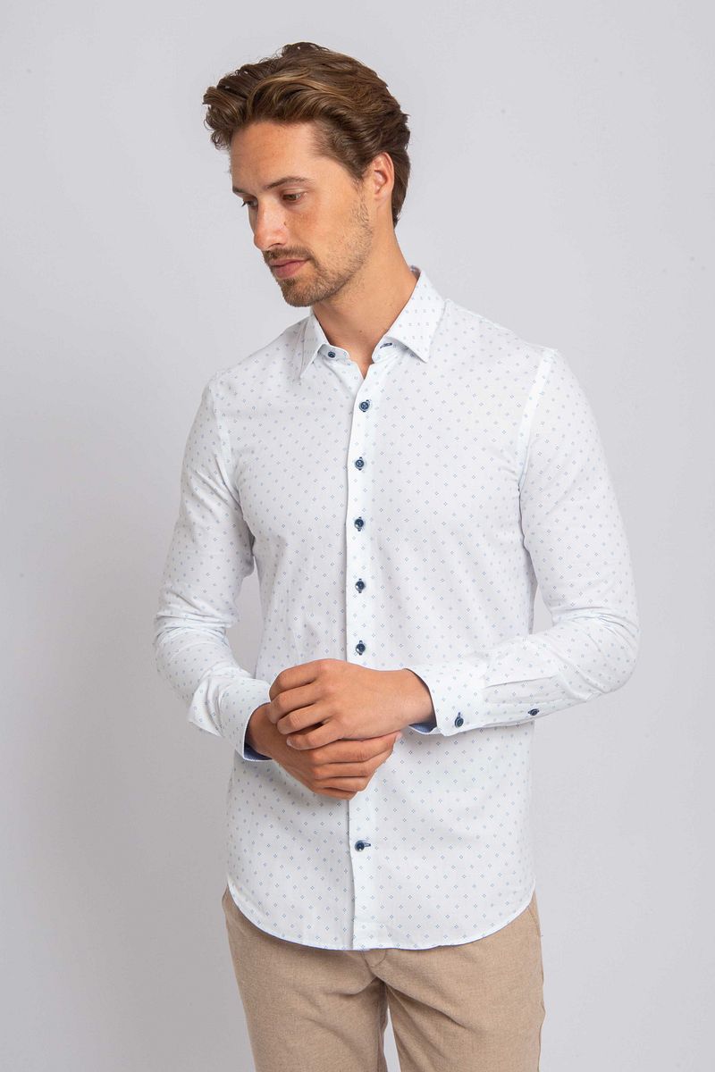 Suitable Overhemd Oxford Print Wit