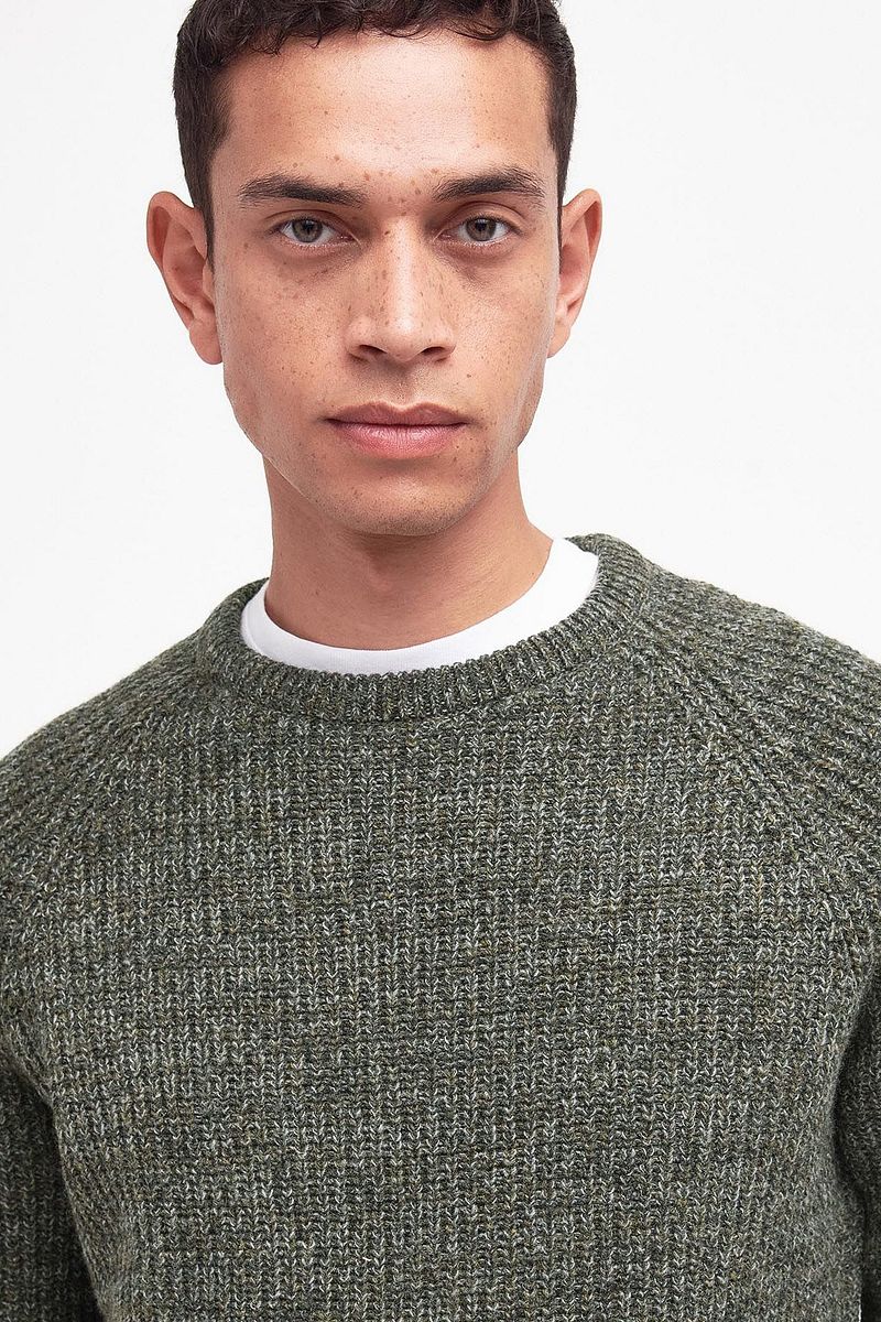 Barbour Trui Lamswol Knitted Olijfgroen