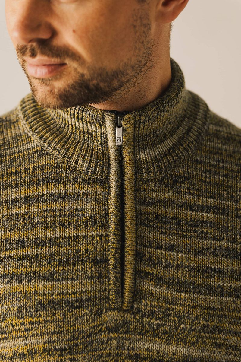 State of Art Half Zip Trui Melange Geel