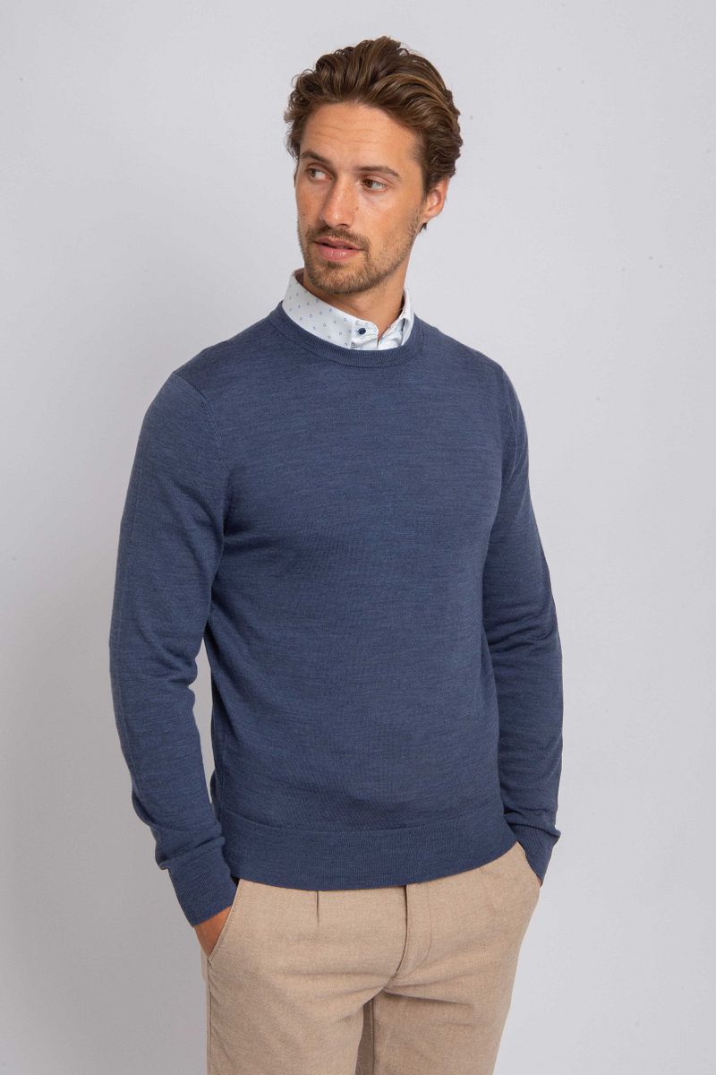 Suitable Merino Pullover Denim Blauw