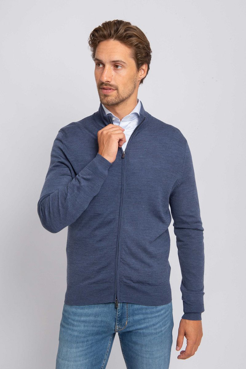 Suitable Cardigan Merino Denim Blauw