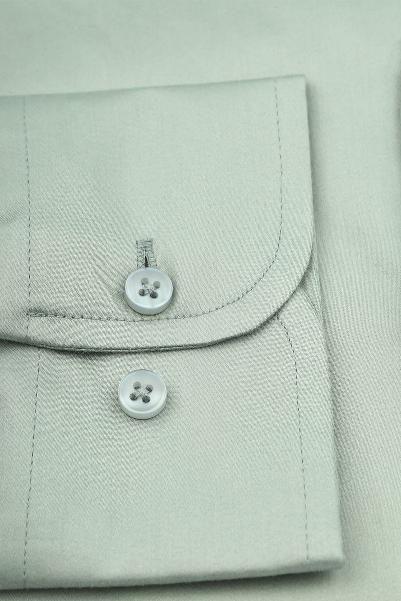 Suitable Satin Stretch Overhemd Groen