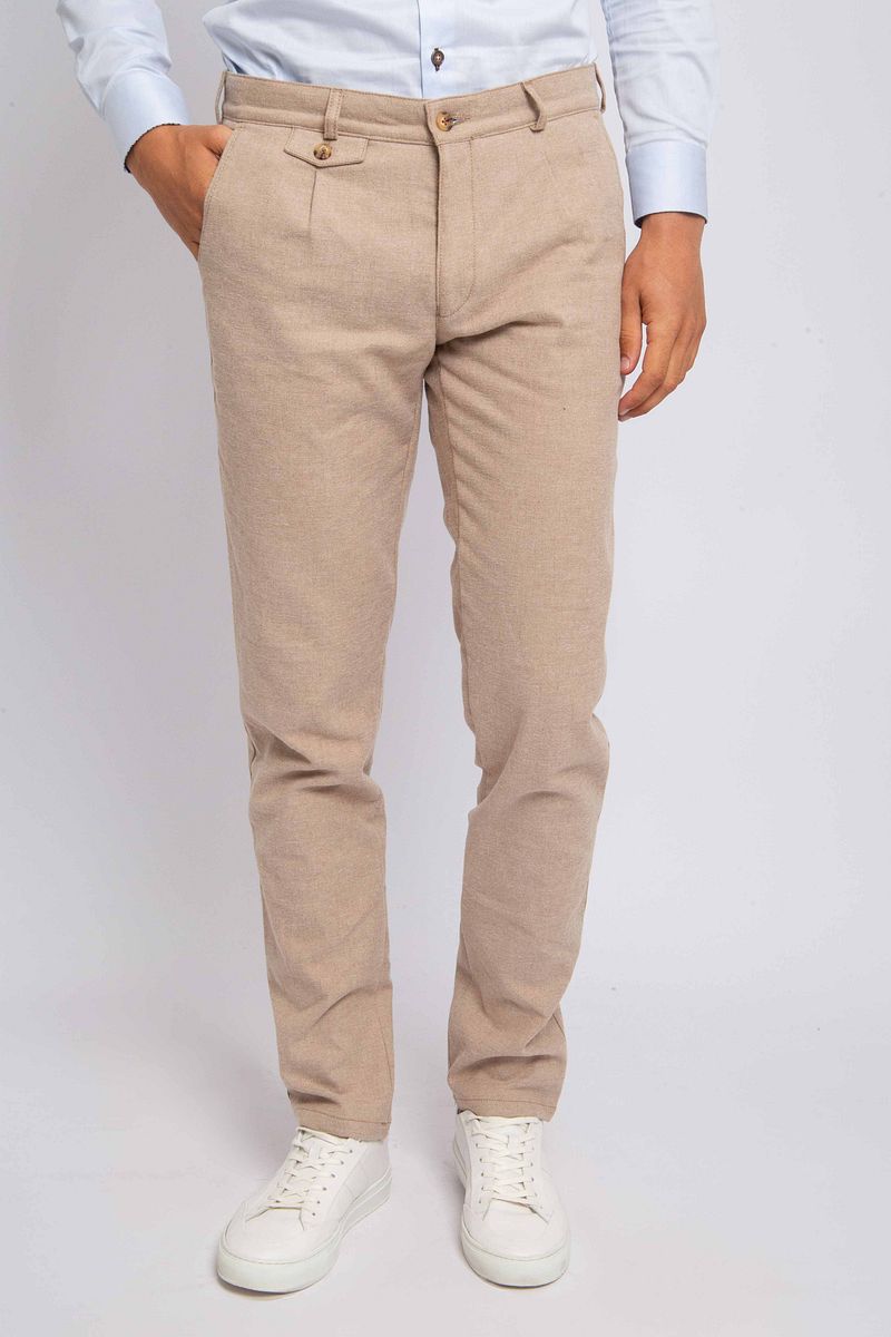 Suitable Chino Pico Pleat Flanel Sand