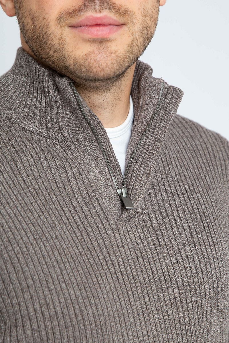 Suitable Mou Half Zip Pullover Taupe - Größe M günstig online kaufen