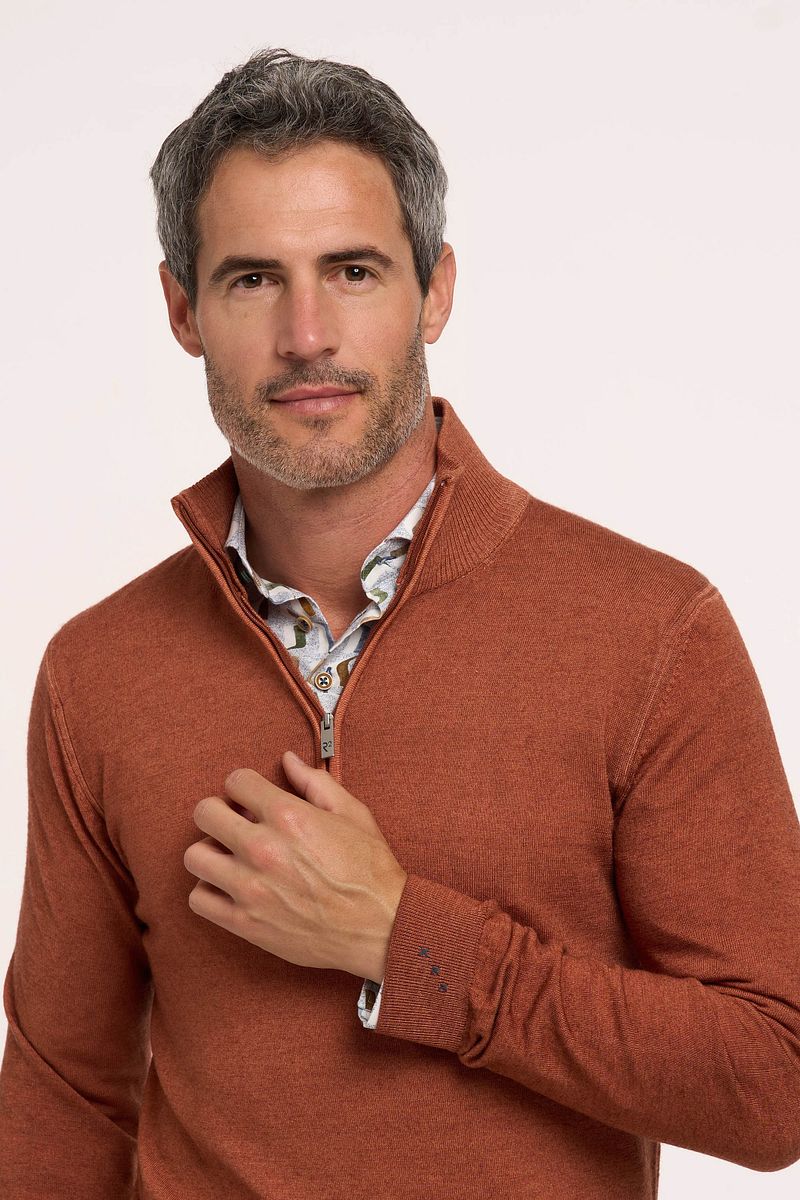 R2 Amsterdam R2 Half Zip Trui Merinowol Brique