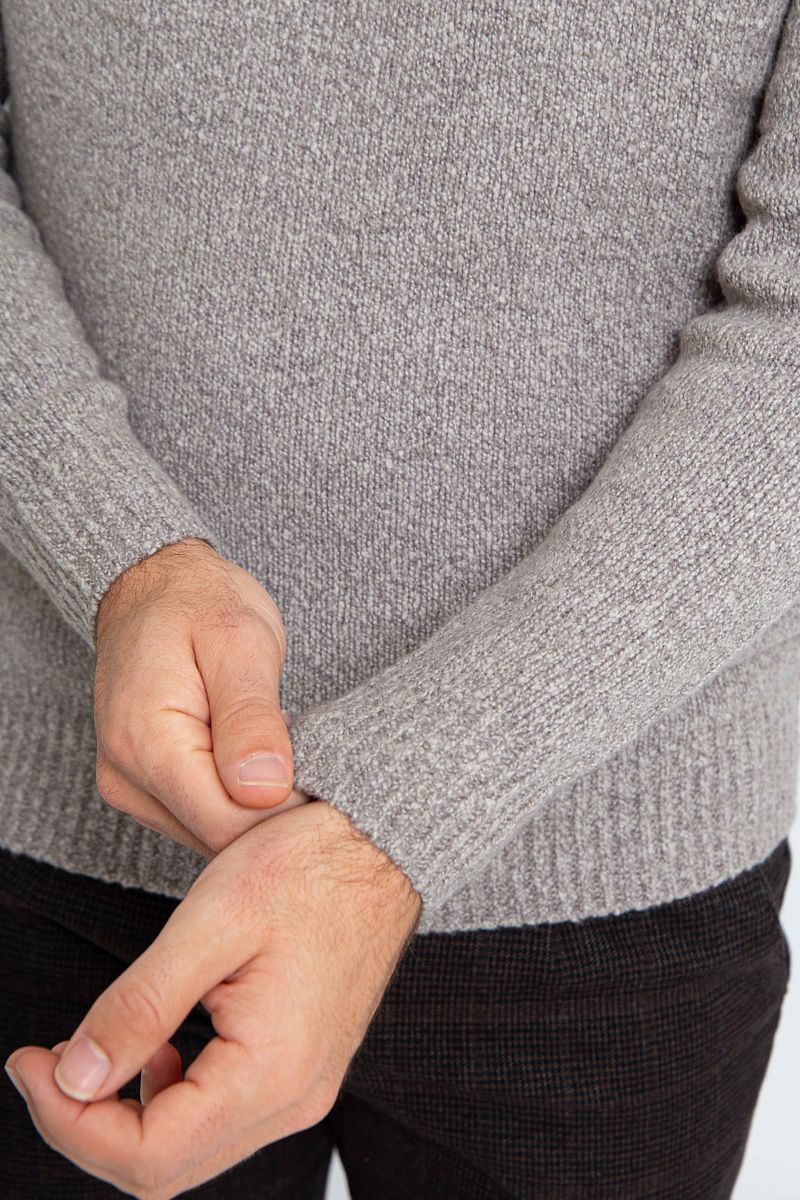 Suitable Pullover Boiled Wool Taupe