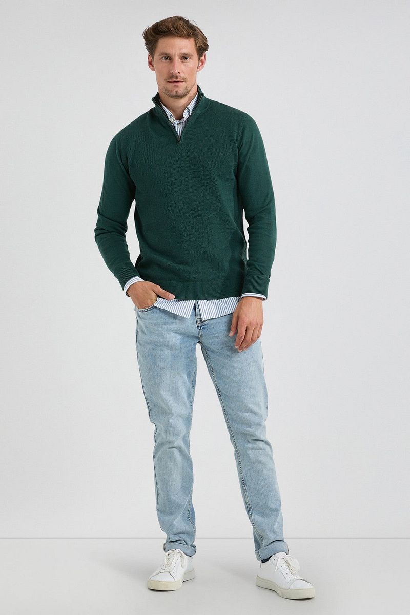 McGregor Half Zip Trui Merinowol Blend Pine Groen