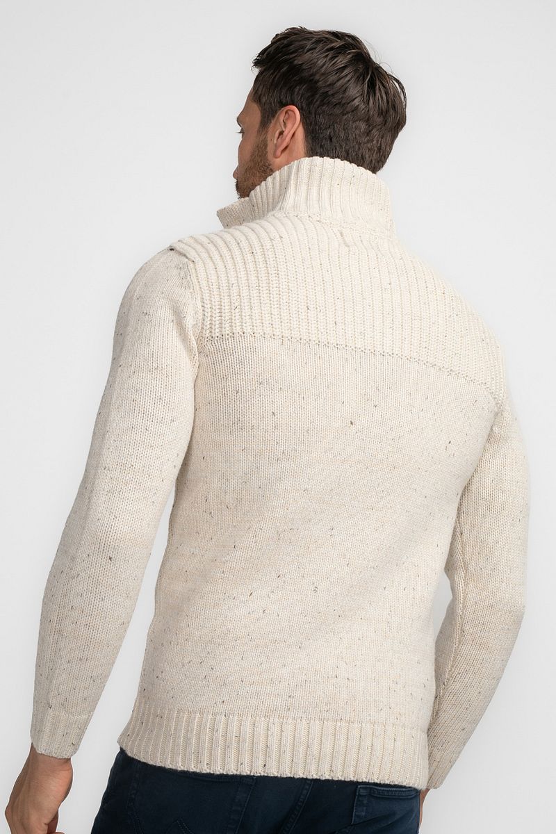 Petrol Kabeltrui Half Zip Diomede Ecru