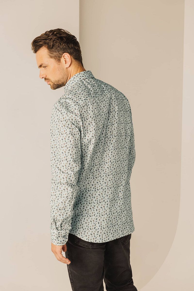 State of Art Overhemd Poplin Print Lichtblauw
