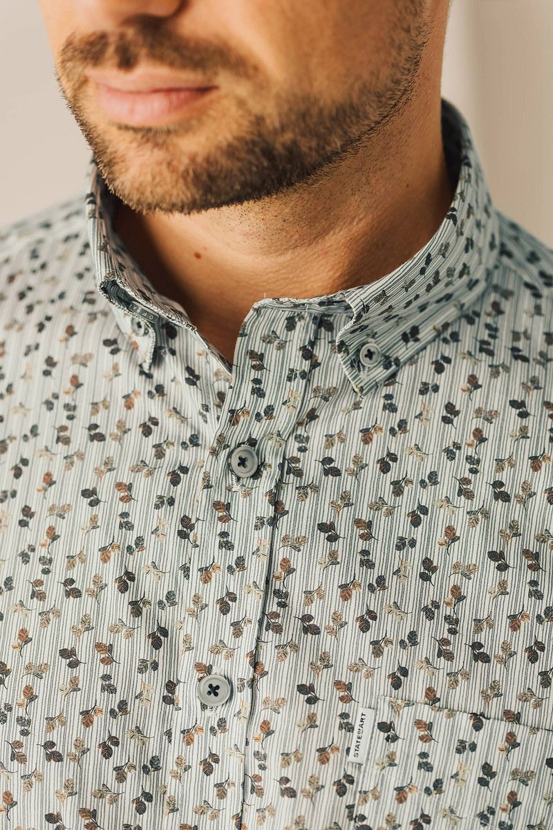 State of Art Overhemd Poplin Print Lichtblauw