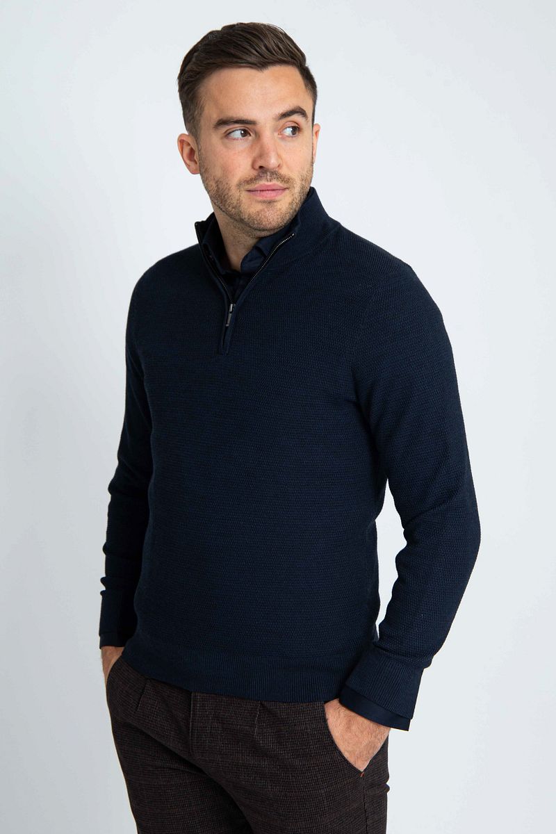 Suitable Structure Half Zip Trui Navy