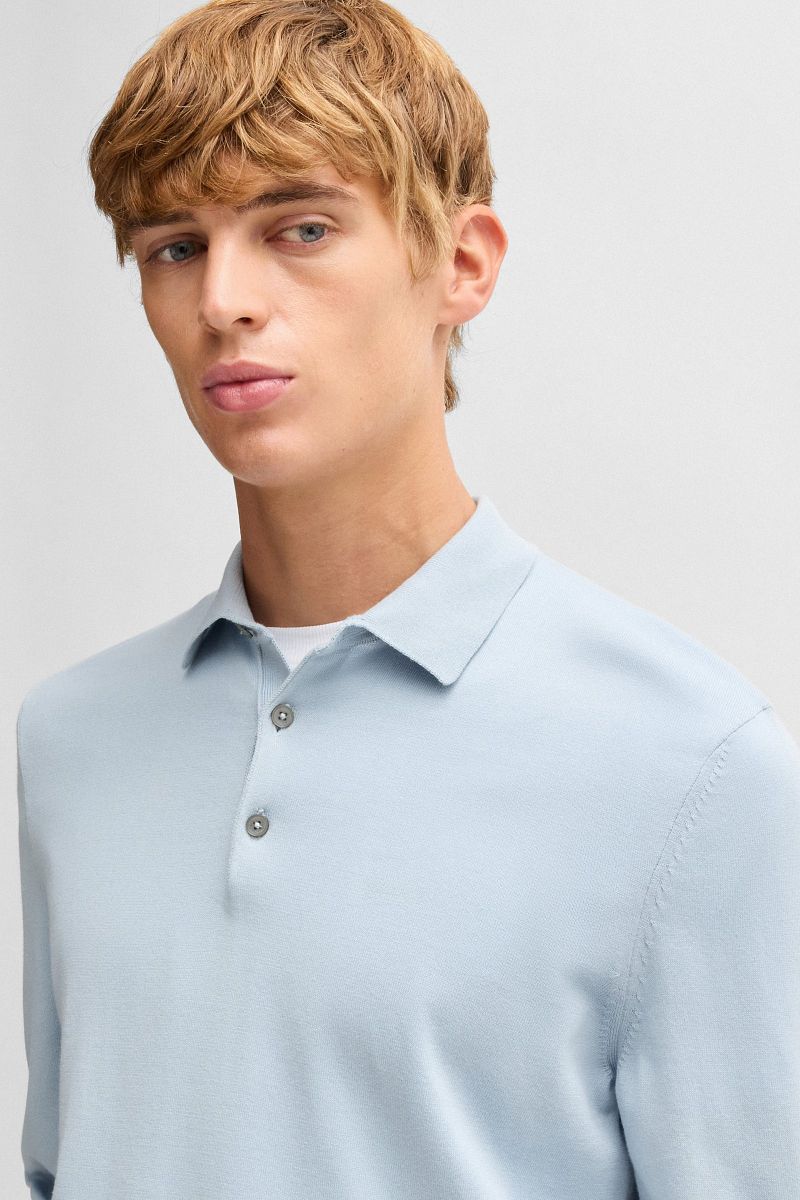 Boss Gemello Long Sleeve Polo Lichtblauw