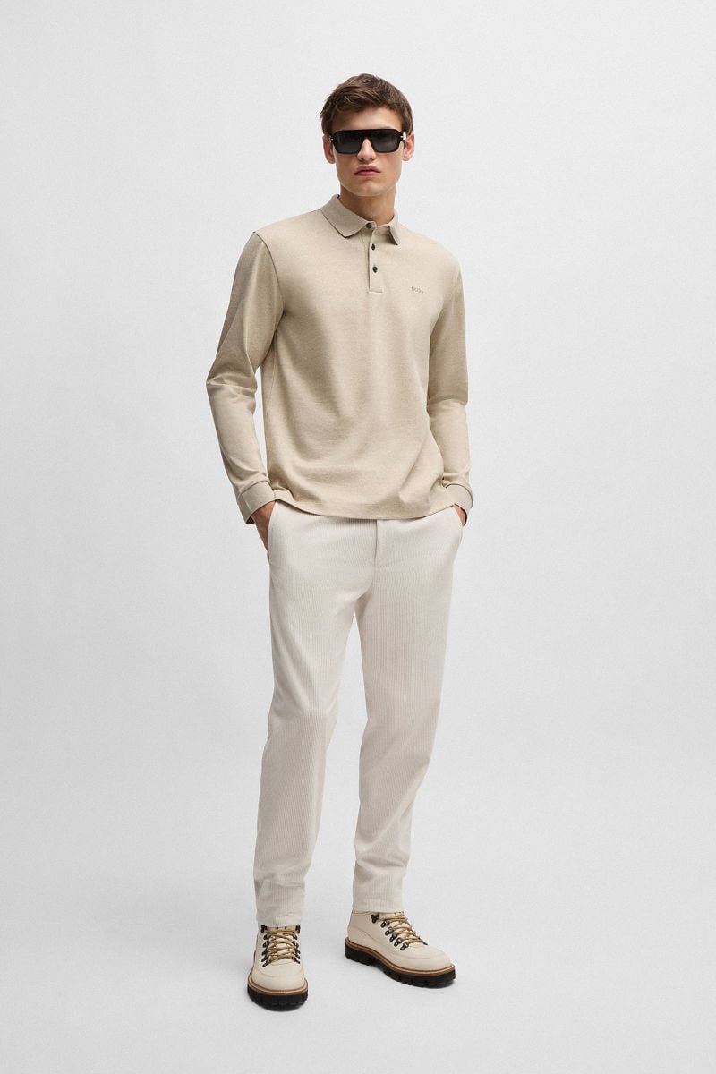 BOSS Pado Long Sleeve Polo Beige - Größe M günstig online kaufen