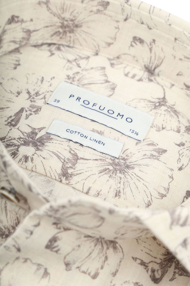 Profuomo Hemd Blumenmuster Beige  - Größe 44 günstig online kaufen