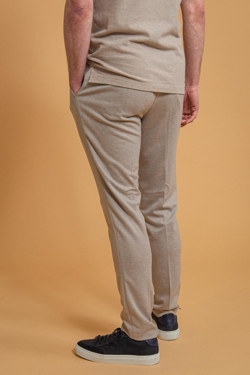 Suitable Pantalon Jersey Pied De Poule Beige - Größe 50 günstig online kaufen