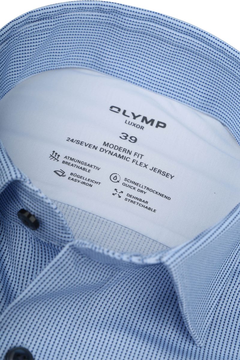 OLYMP Luxor Hemd 24/Seven Druck Blau - Größe 44 günstig online kaufen