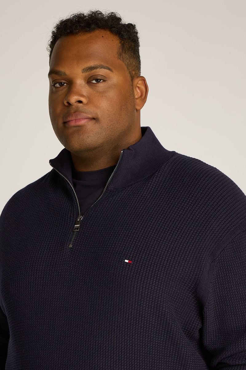 Tommy Hilfiger Big & Tall Half Zip Pullover Struktur Navy - Größe 3XL günstig online kaufen