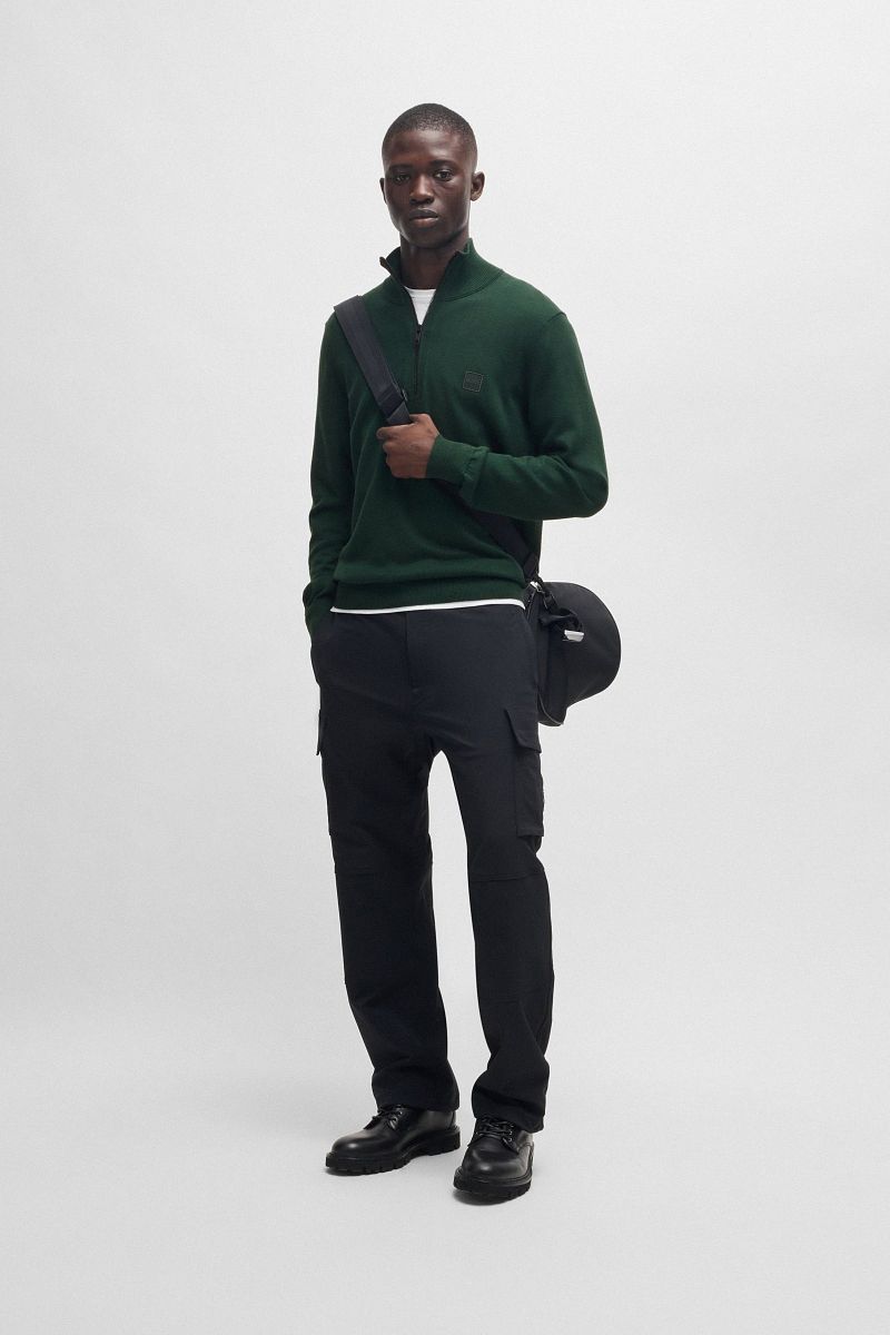 Boss Kanobix Half Zip Trui Donkergroen