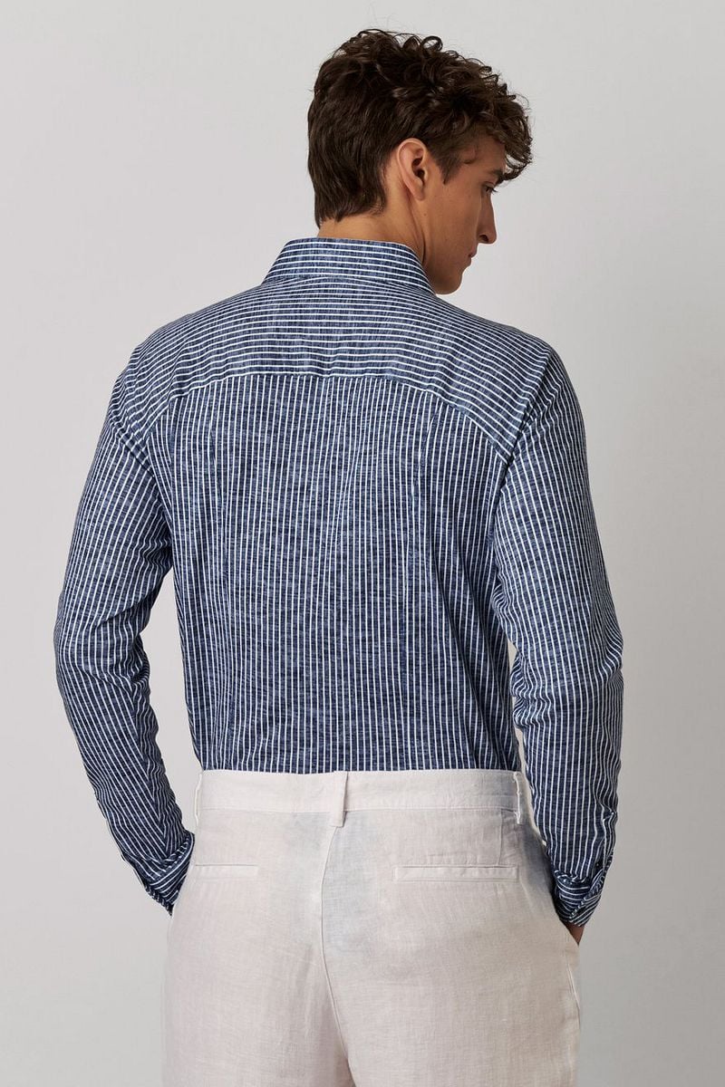 Desoto Shirt Kent Linen Optics Stripes Navy - Größe 3XL günstig online kaufen