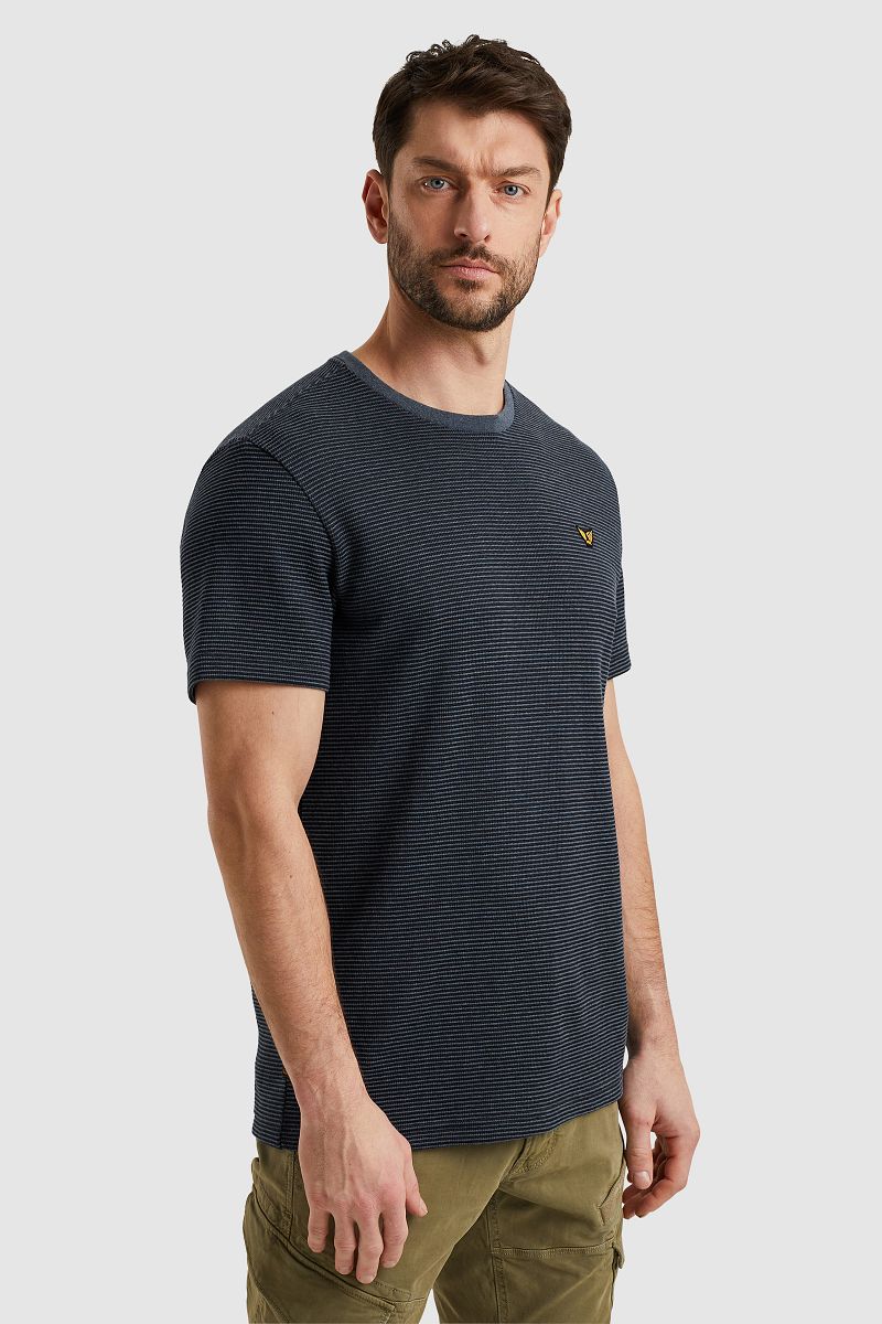 PME Legend T-Shirt Textured Stripe Navy - Größe M günstig online kaufen