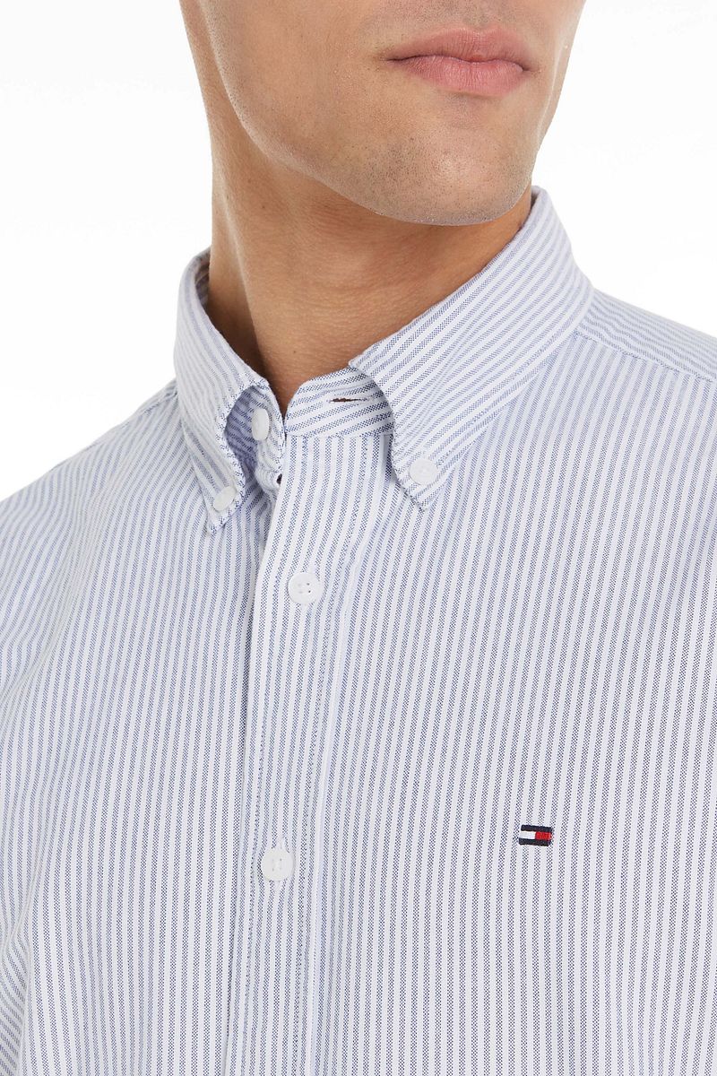Tommy Hilfiger Oxford Overhemd Streep Lichtblauw