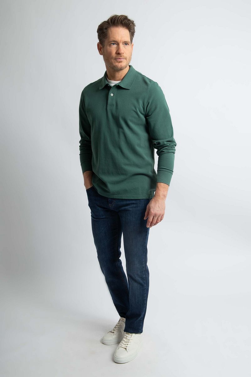Steppin' Out Longsleeve Polo Piqué Klassiek Donkergroen