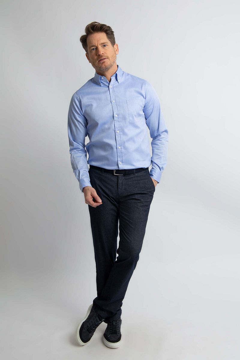 Steppin' Out Overhemd Regular-fit Dobby Lichtblauw Regular-fit
