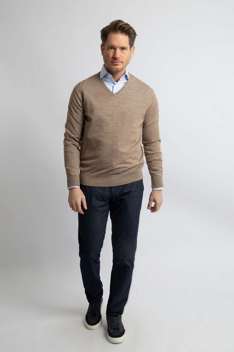 Steppin' Out Trui V-hals Merinowol Taupe