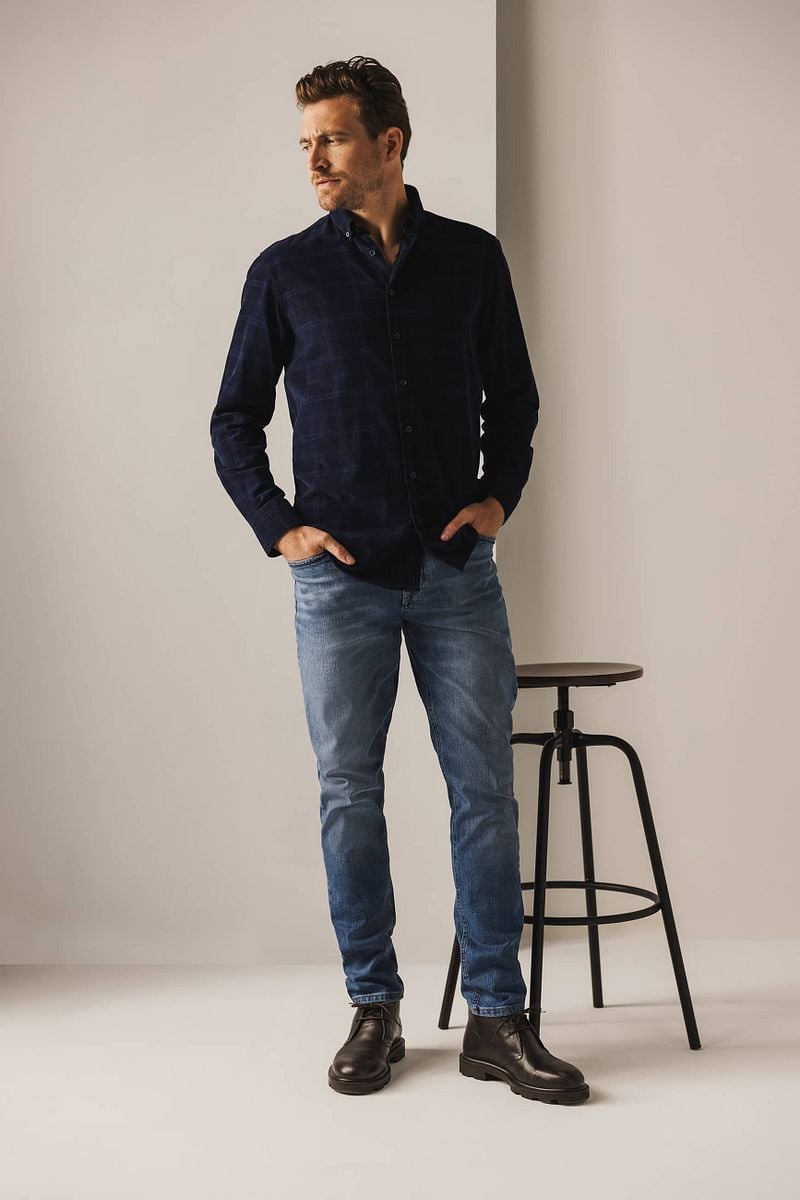 State Of Art Hemd Fine Corduroy Karos Navy - Größe M günstig online kaufen