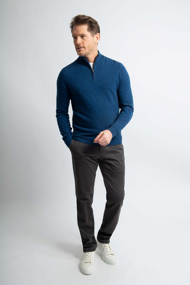 Steppin' Out Half Zip Trui Merinowol Marine Blauw