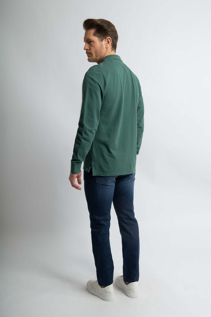 Steppin' Out Longsleeve Polo Piqué Klassiek Donkergroen