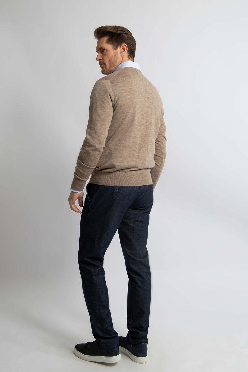 Steppin' Out Trui V-hals Merinowol Taupe