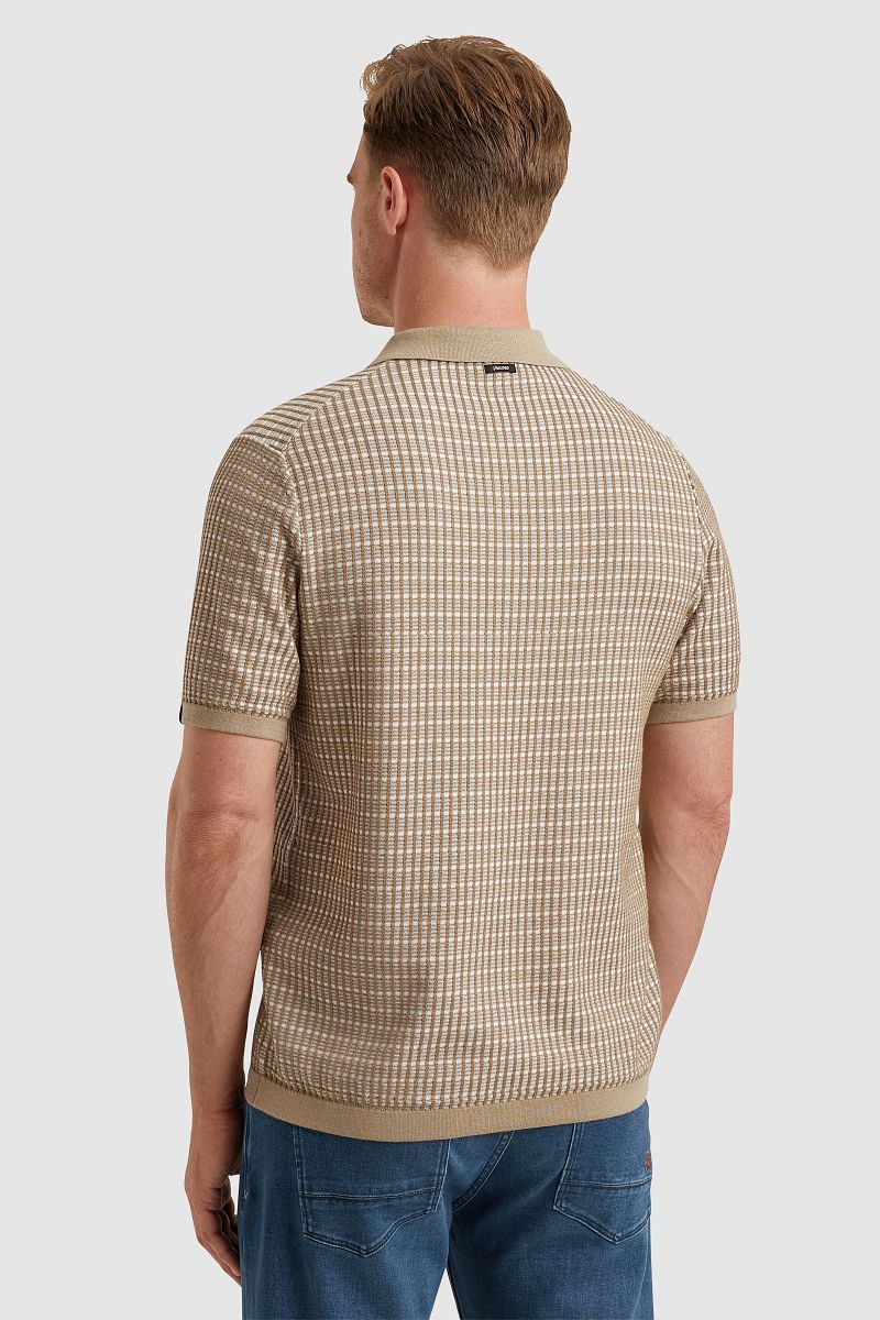 Vanguard Poloshirt Knitted Checks Beige