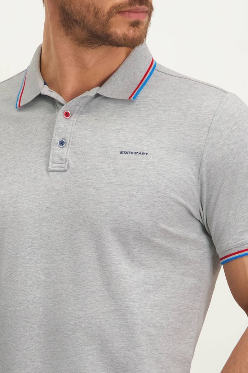 State Of Art Pique Poloshirt Grau - Größe M günstig online kaufen