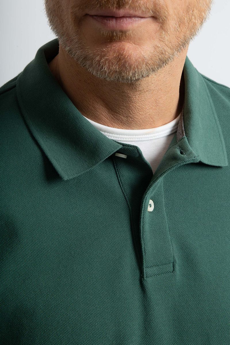 Steppin' Out Longsleeve Polo Piqué Klassiek Donkergroen