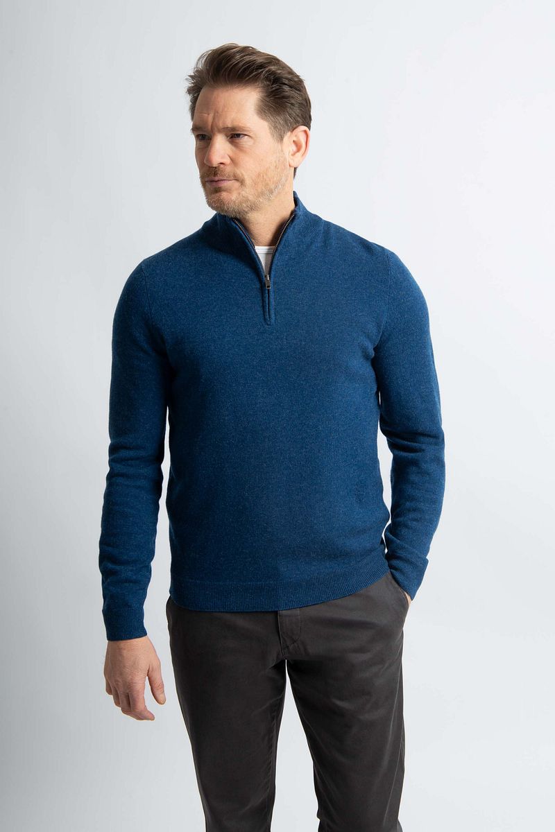 Steppin' Out Half Zip Trui Merinowol Marine Blauw