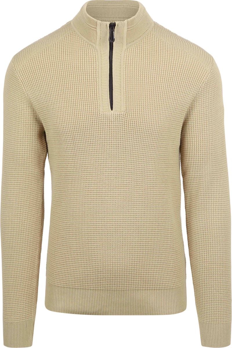 No Excess Halfzip Pullover Struktur Melange Beige - Größe L günstig online kaufen