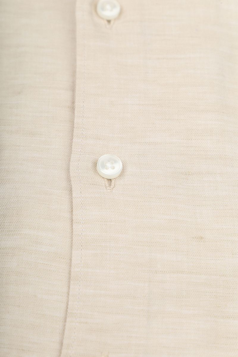 Olymp Level 5 Overhemd Linnen Blend Beige
