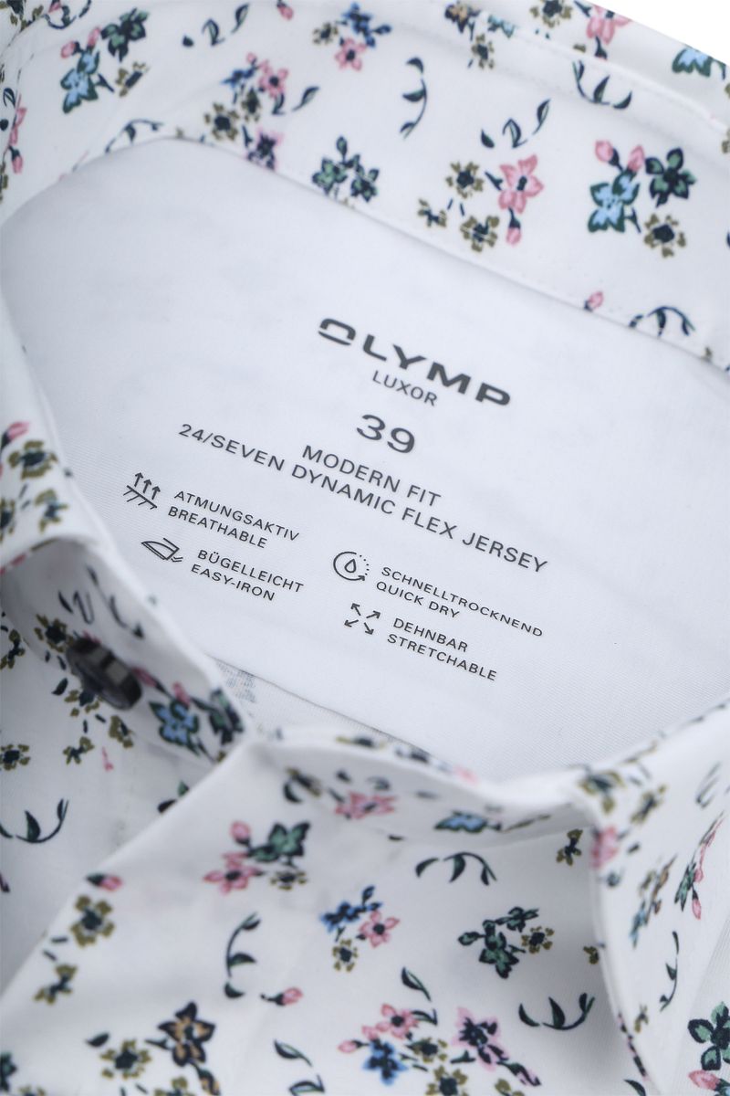 Olymp Luxor Overhemd 24 Seven Print Wit