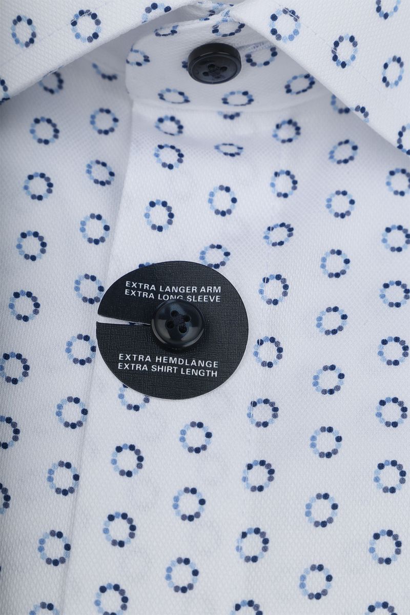Olymp Luxor Overhemd Extra Lange Mouwen Print Wit