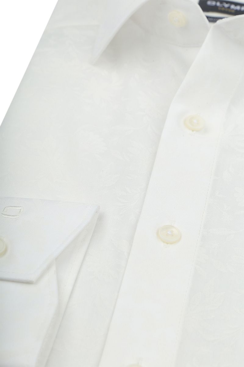 Olymp Luxor Overhemd Flower Ton-Sur-Ton Off White