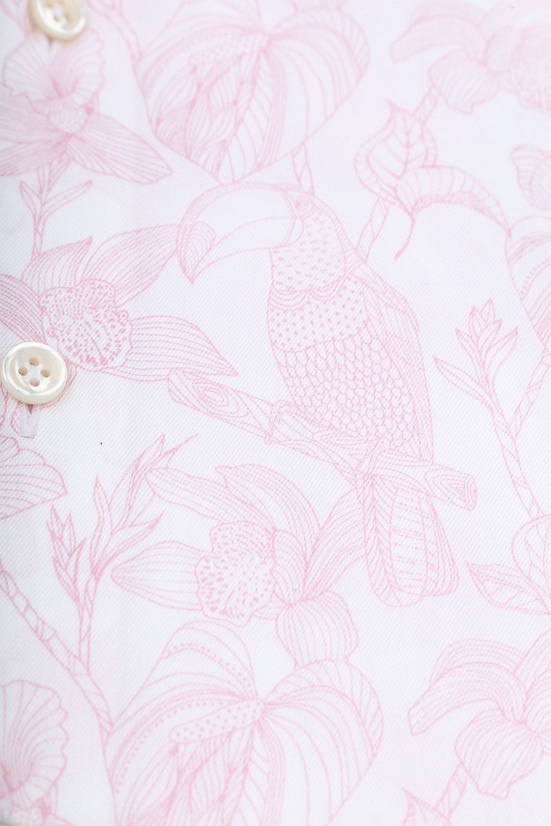 Olymp Signature Twill Overhemd Print Lichtroze