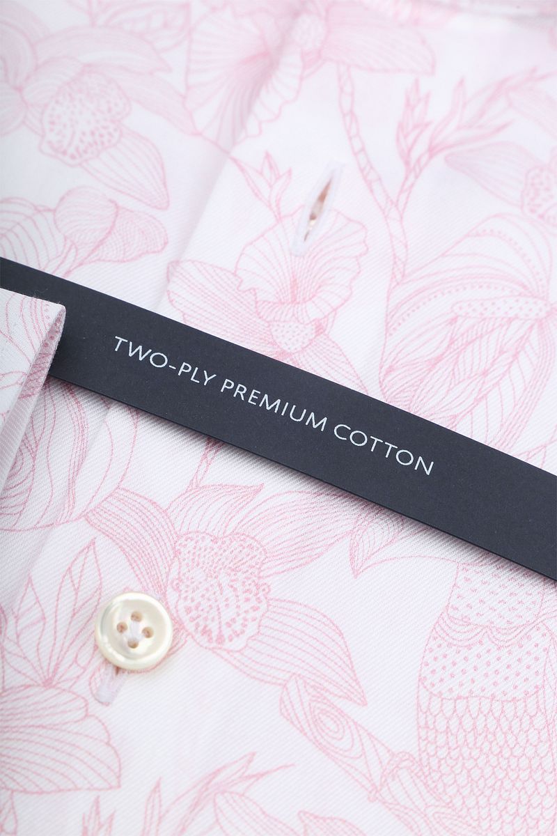 Olymp Signature Twill Overhemd Print Lichtroze