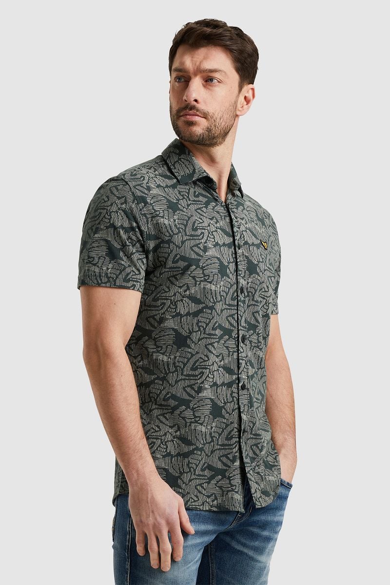 PME Legend Short Sleeve Overhemd Print Donkergroen